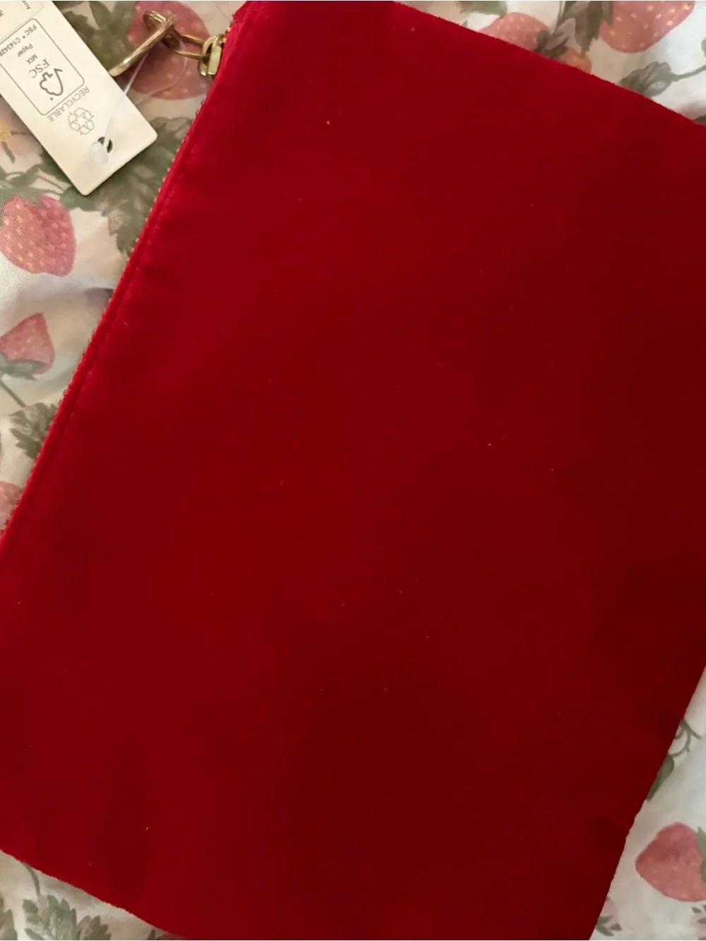 Red Velvet Sequin Pom Clutch